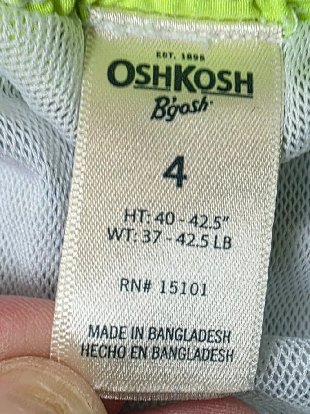 OshKosh B'gosh Toddler Shark Swim Trunks Size 4